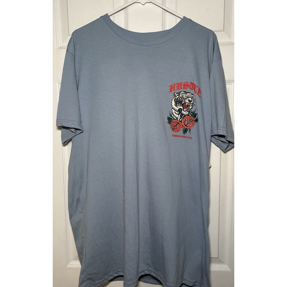 Men's Large RGSTR Gray "Hustle Freedom True Love T-Shirt W/ Back Graphic - Picture 1 of 3